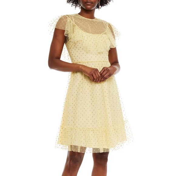 ワンピース REDVALENTINO One-shoulder ruffled glittered tulle mini dress REDVALENTINO One-shoulder ruffled glittered tulle mini dress